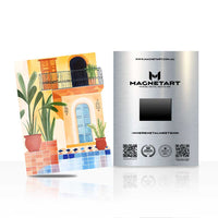 Mediterranean Courtyard Metal Wall Art – Colorful European Architecture Magnetic Aluminium Print | MagnetArt