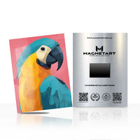 Tropical Parrot Pop Art Metal Wall Art – Vibrant Exotic Bird Magnetic Aluminium Print | MagnetArt