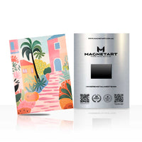 Tropical Pink Promenade Metal Wall Art – Modern Coastal Paradise Magnetic Aluminium Print | MagnetArt
