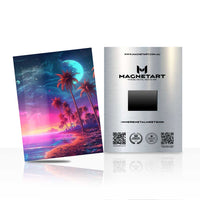 Neon Paradise Coast Metal Wall Art – Retro Tropical Sunset Magnetic Aluminium Print | MagnetArt