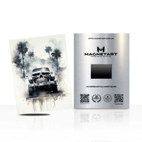 Minimalist Off-Road Truck Wall Art – Monochrome Ink Style Aluminium Print | MagnetArt