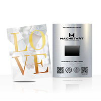 Golden Love Typography Metal Wall Art – Elegant Minimalist Quote Magnetic Aluminium Print | MagnetArt