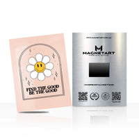 Find the Good Metal Wall Art – Retro Daisy Positive Quote Magnetic Aluminium Print | MagnetArt
