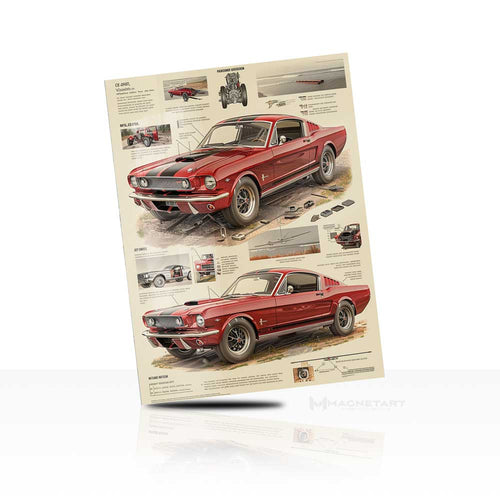 Vintage Car Collector Poster Wall Art – Retro Blueprint Aluminium Print | MagnetArt