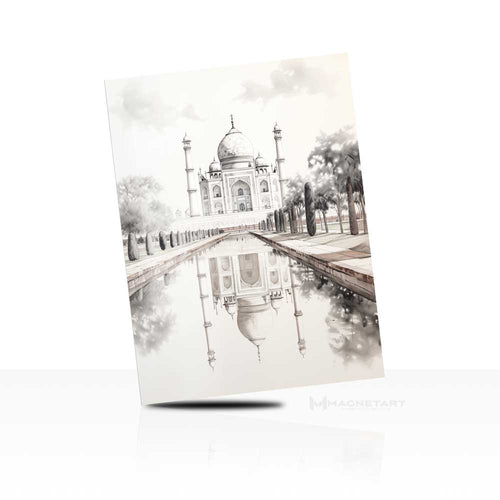 Vintage European Canal Wall Art – Soft Sepia Black & White Cityscape Aluminium Print | MagnetArt