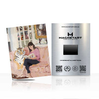 Cozy Moments Wall Art – Woman & Cat Illustration Aluminium Print