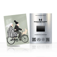 Cycling Lifestyle Wall Art – Minimal Woman & Dog Aluminium Print