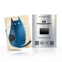 Minimal Blue Cat Wall Art – Modern Illustration Aluminium Print
