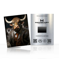 Bull in Suit Wall Art – Powerful Animal Portrait Aluminium Print