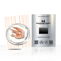 Shrimp Plate Wall Art – Minimal Food Illustration Aluminium Print