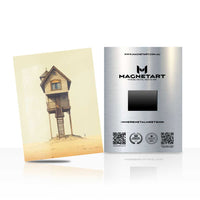 Whimsical Sky Cabin Metal Wall Art – Surreal Elevated Treehouse Magnetic Aluminium Print | MagnetArt