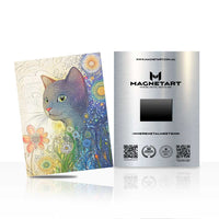 Dreamy Cosmic Cat Metal Wall Art – Whimsical Fantasy Feline Magnetic Aluminium Print | MagnetArt