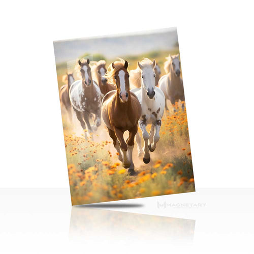 Golden Gallop – Wild Horses Field Wall Art