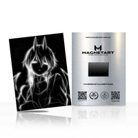 Phantom Wolf Eclipse Metal Wall Art – Monochrome Neon Wolf Spirit Magnetic Aluminium Print | MagnetArt